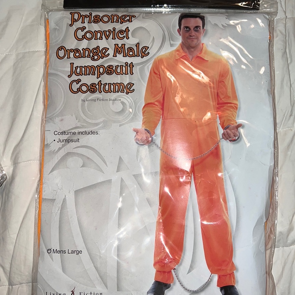 Living fiction prisons convict orange jumpsuit costume